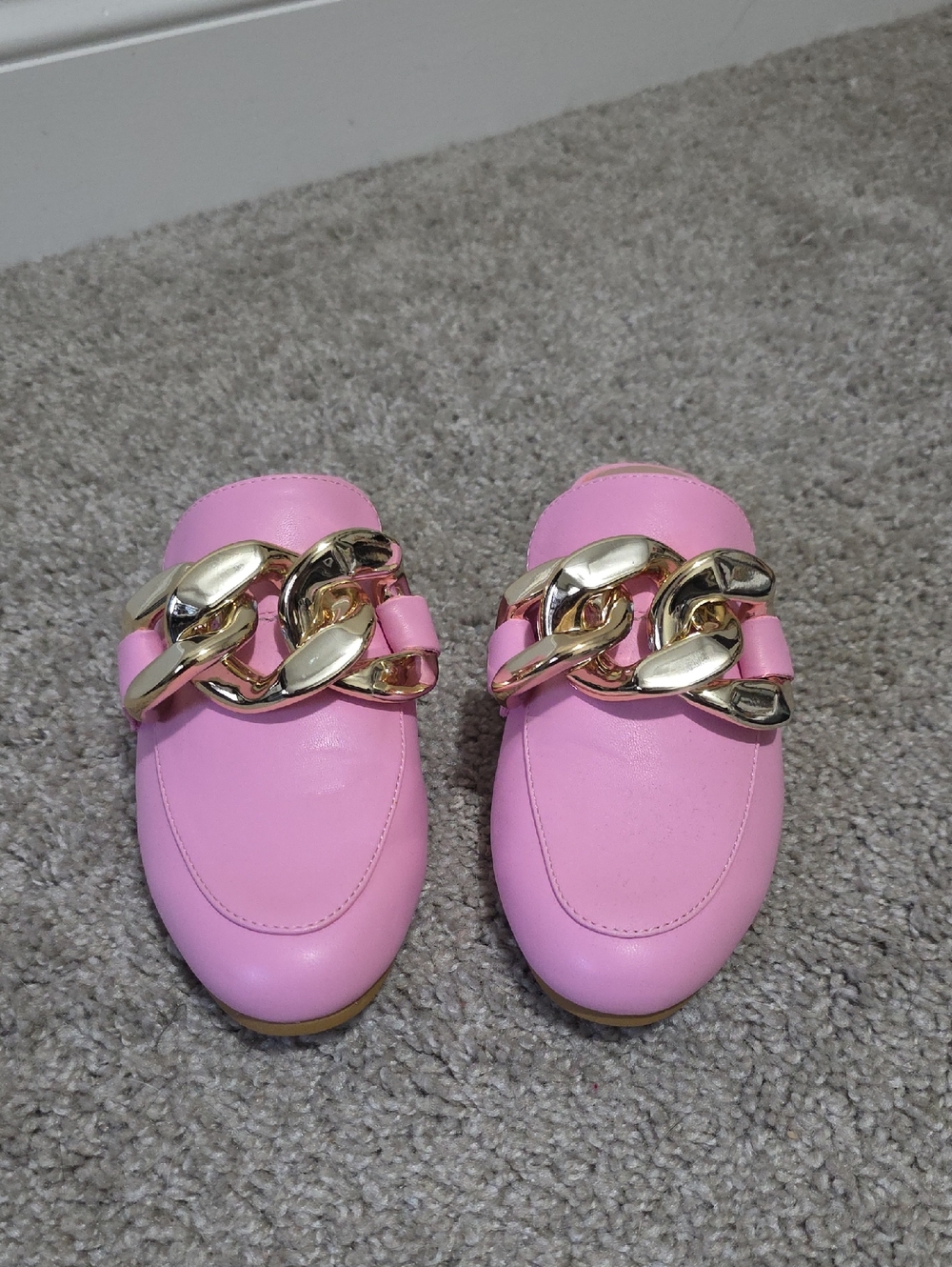 Steve Madden Kiki Chain Slide On Mule Pink Gold 6